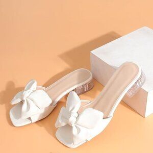 Women's bow chunky heeled sandals